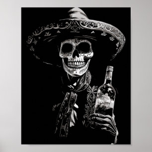 Vintage Skeleton Tequila Mexico Dia De Los Muertos Poster
