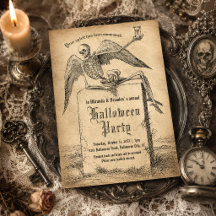 Vintage Skeleton Tombstone Gothic Halloween Party