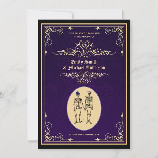 Vintage Skeleton Wedding Engagement Rehearsal Invitation (Front)