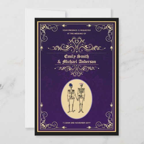 Vintage Skeleton Wedding Engagement Rehearsal Invitation