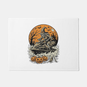 Vintage Skeleton Witch Halloween Jet Ski Shirt Des Doormat