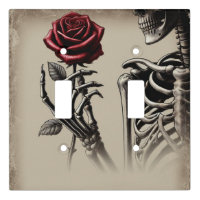 Vintage Skeleton with Red Rose