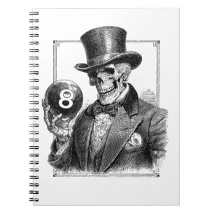 Vintage Skeleton with Top Hat and 8-Ball Notebook