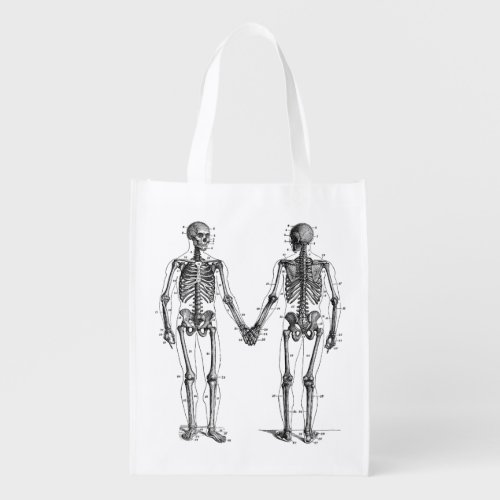 Vintage Skeletons Diagram with Numbered Bones Grocery Bag