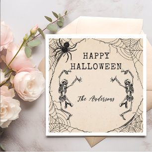 Vintage Skeletons Spider Halloween Party Napkins