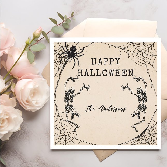 Vintage Skeletons Spider Halloween Party Napkins (Creator Uploaded)