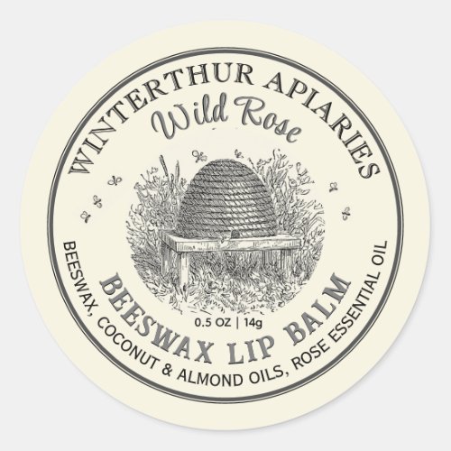  Vintage Skep Beeswax Lip Balm Label Ivory
