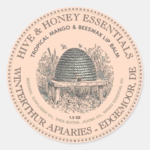 Vintage Skep Hive  Honey Essentials Apiary Label 