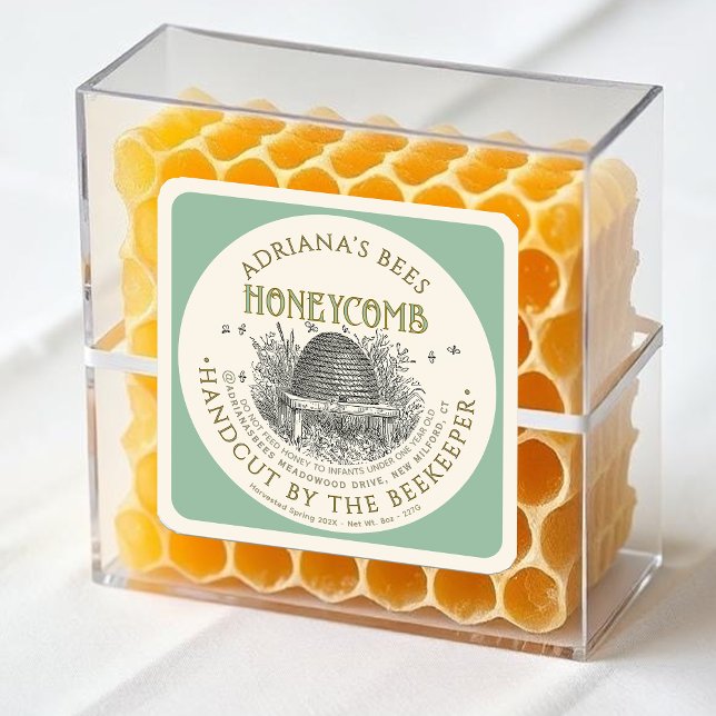 Vintage Skep Honeycomb Label on Pale Green (Creator Uploaded)