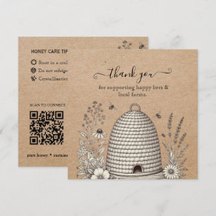 Vintage skep kraft BeeKeeper Honey Apairist  Thank You Card