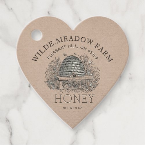 Vintage Skep Local Honey Jar Hangtag Heart Kraft Favor Tags