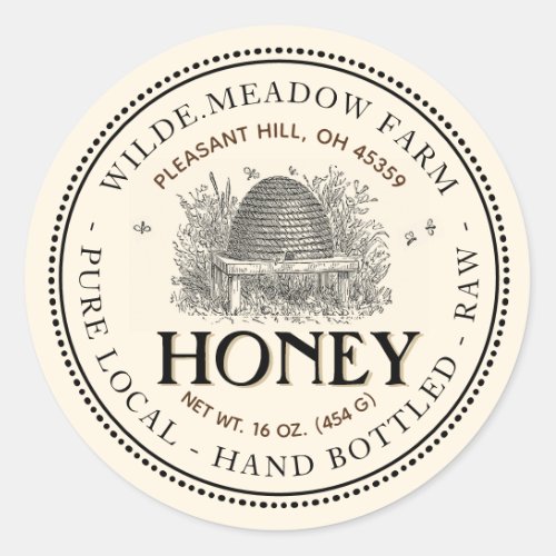 Vintage Skep Local Honey Jar Label Ivory