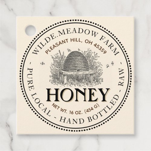 Vintage Skep Local Honey Jar Necktag Favor Tags