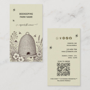 Vintage Skep Script BeeKeeper Honey Apairist Bu Business Card