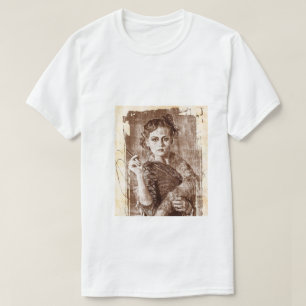 Vintage Sketch Aesthetic Girl Portrait T-Shirt