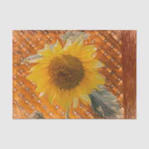 Vintage Sketch Art Yellow Brown Sunflower Tissue Paper