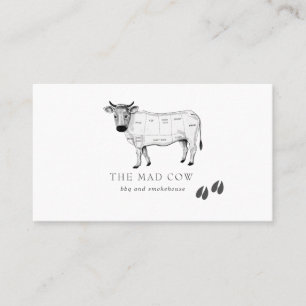 Vintage Sketch Butcher Cow Business Card