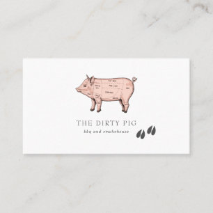 Vintage Sketch Butcher Pig Business Card