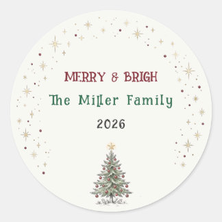 Vintage Sketch Christmas Tree Classic Sticker