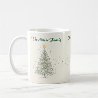 Vintage Sketch Christmas Tree Holiday Coffee Mug
