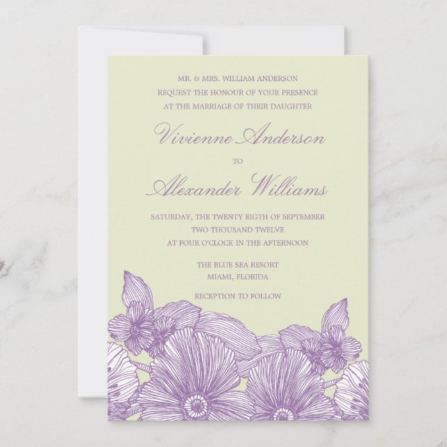 VINTAGE SKETCH FLOWERS | WEDDING INVITATION (Front)