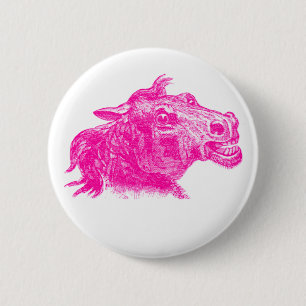 Vintage Sketch Intense Horse Head Art Button