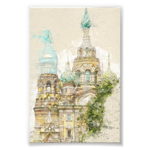 Vintage sketch of Church Saint_Petersburg Photo Print