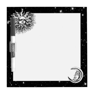 Vintage Sketch of Mystic Moon and Sun Dry Erase Board