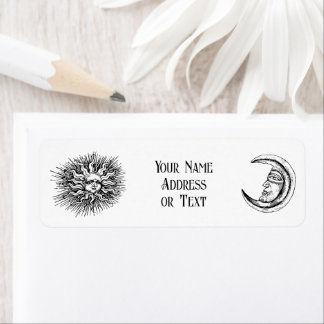 Vintage Sketch of Mystic Moon and Sun Label