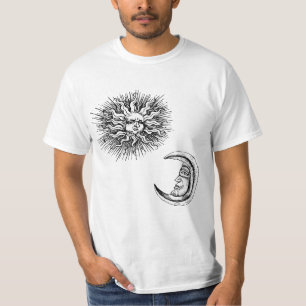 Vintage Sketch of Mystic Moon and Sun T-Shirt