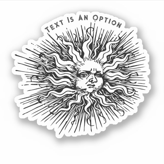 Vintage Sketch of Mystic Sun Sticker (Front)