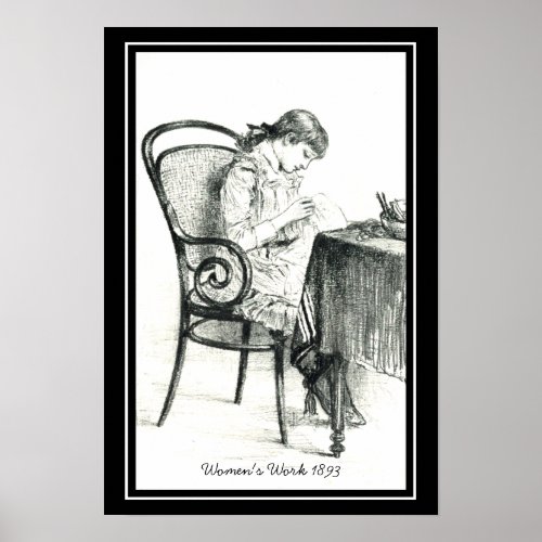 Vintage Sketch of Womens Work in 1893 Poster