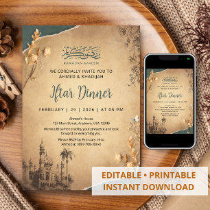 Vintage Sketch Ramadan Iftar Dinner Invitation