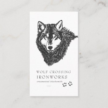 Vintage Sketch Wolf Business Card by IYHTVDesigns at Zazzle