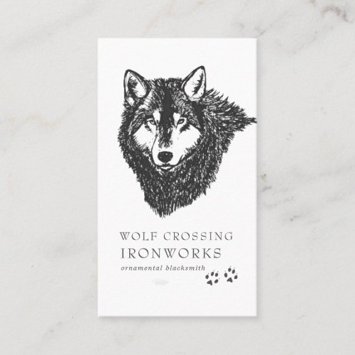 Vintage Sketch Wolf Business Card