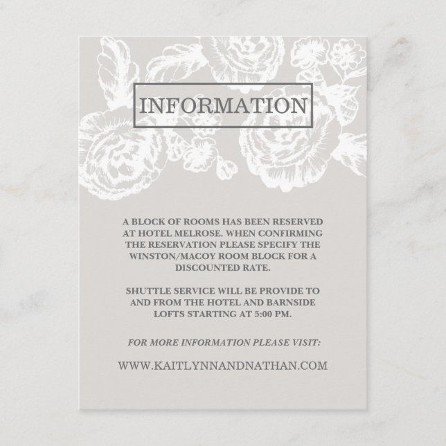 Vintage Sketched Botanical | Grey Information Card (Front)