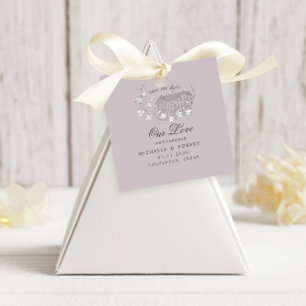 Vintage Sketched Floral Pastel Save The Date Favor Tags