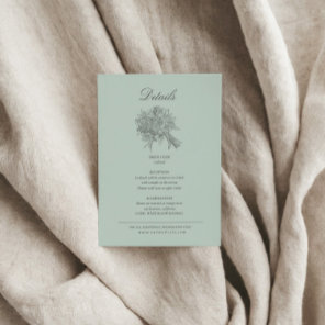 Vintage Sketched Florals Wedding Details Enclosure Card
