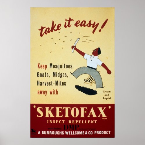 Vintage Sketofax Insect Repellant Advertisement Poster