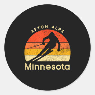 Vintage ski afton alps minnesota mountain classic round sticker