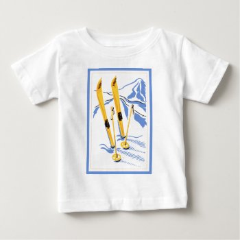 Vintage Ski Art Baby T-shirt by Kinder_Kleider at Zazzle