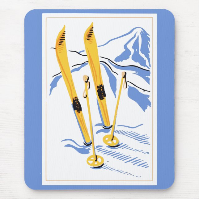 Vintage Ski Art Mouse Pad (Front)