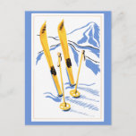 Vintage Ski Art Postcard at Zazzle