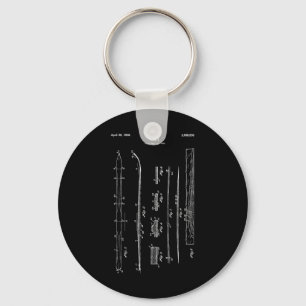 Vintage Ski Blueprint Shirt - Snow Water Skiing Sk Keychain