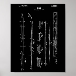 Vintage Ski Blueprint Shirt - Snow Water Skiing Sk Poster