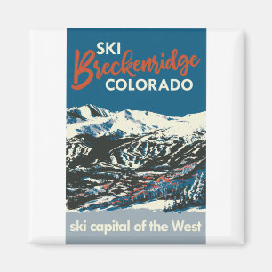 Vintage Ski BReckenridge Poster Blue Magnet