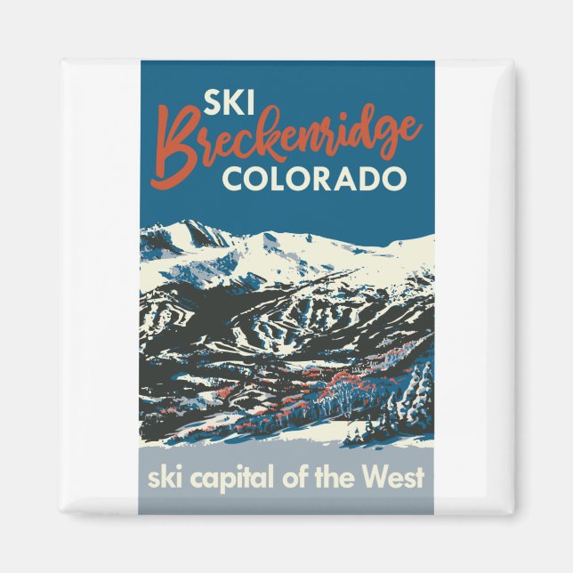 Vintage Ski BReckenridge Poster Blue Magnet (Front)