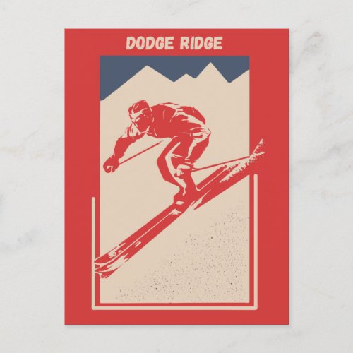 Vintage Ski California Mountain Resort Dodge Ridge Postcard