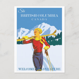 Vintage Ski Canada British Columbia Postcard