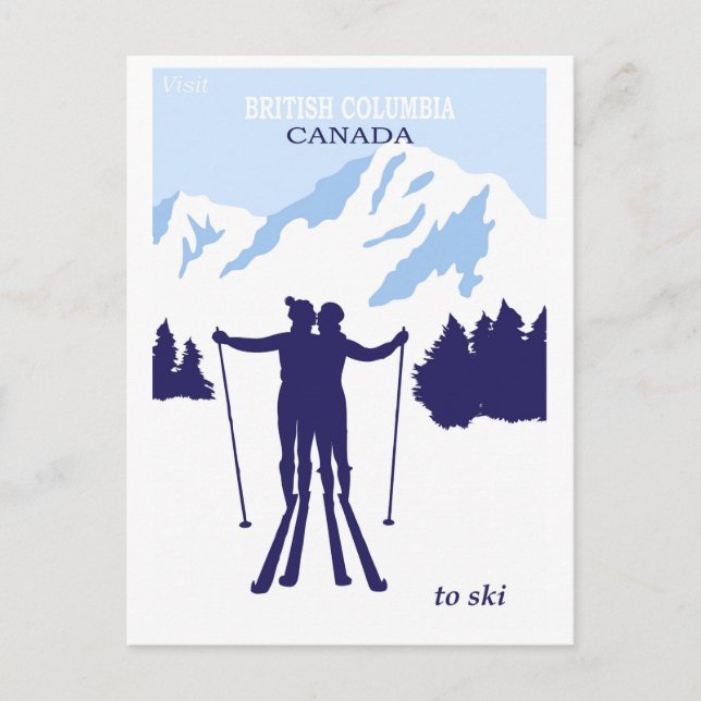 Vintage Ski Canada British Columbia Travel Postcard (Front)
